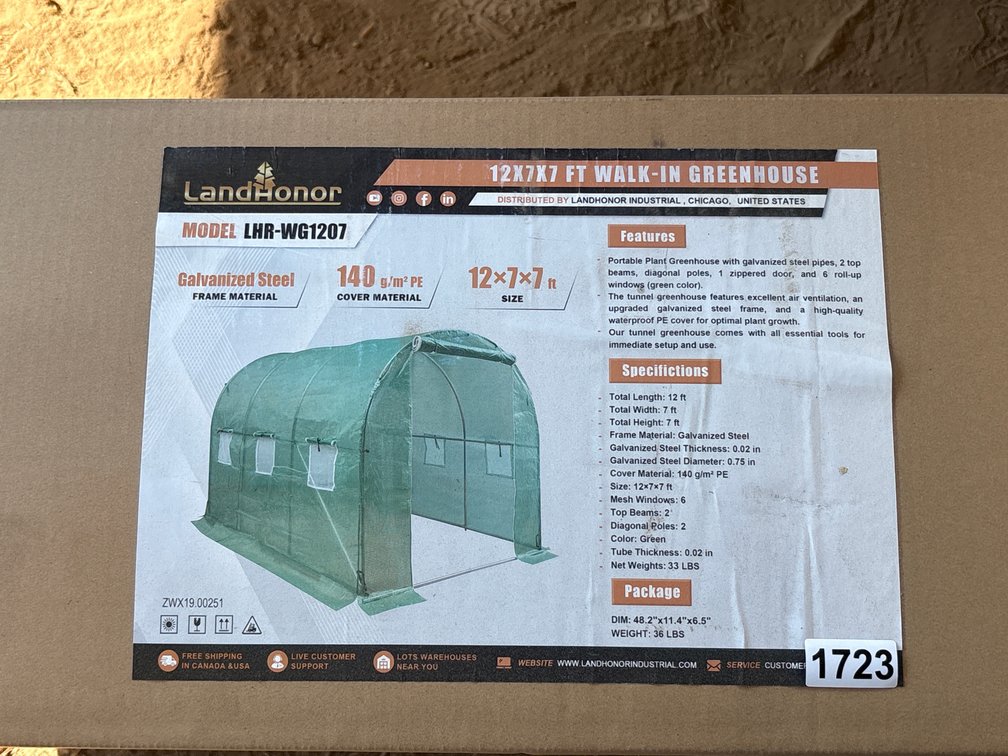 (3) 12’ x 7’ x 7’ GREENHOUSES