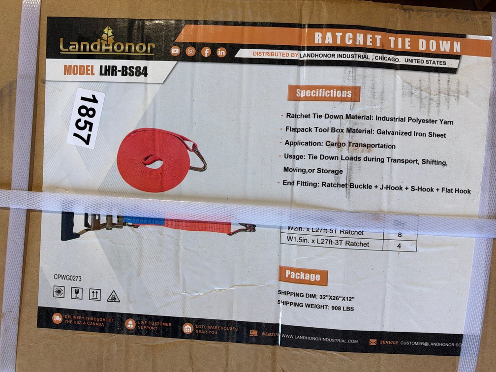 (12) NEW RATCHET STRAPS
