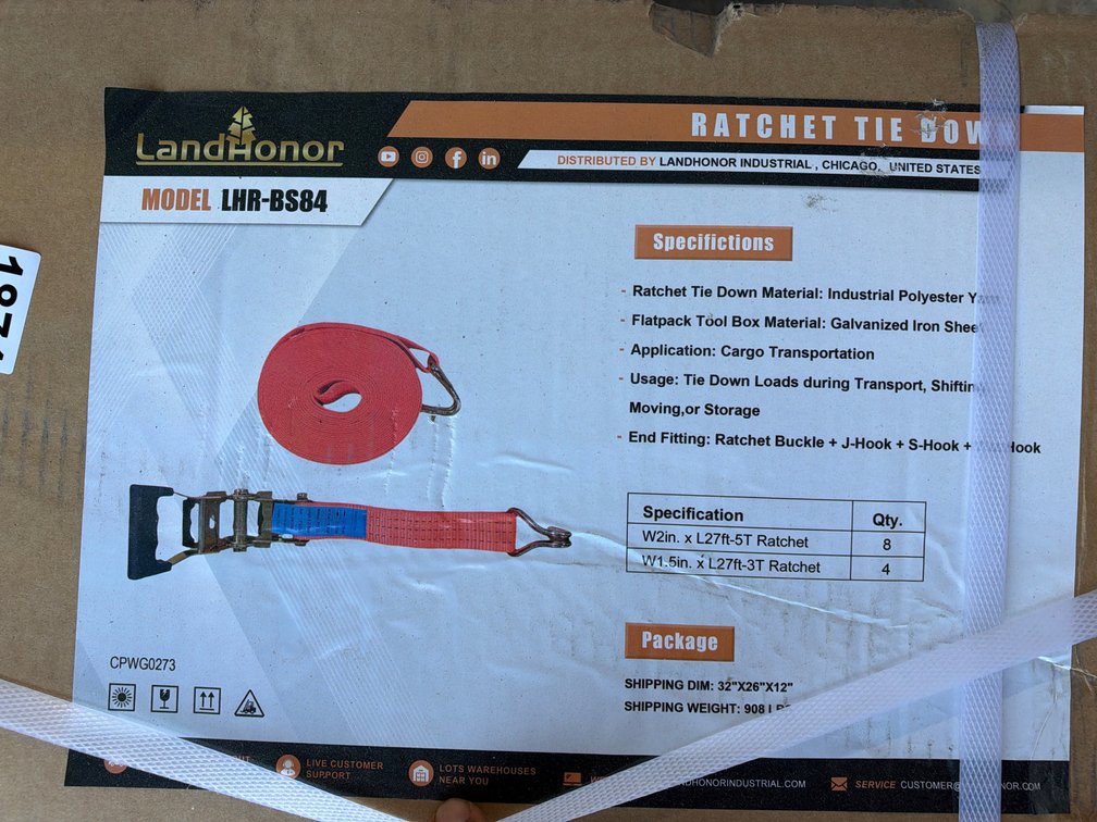 (12) NEW RATCHET STRAPS