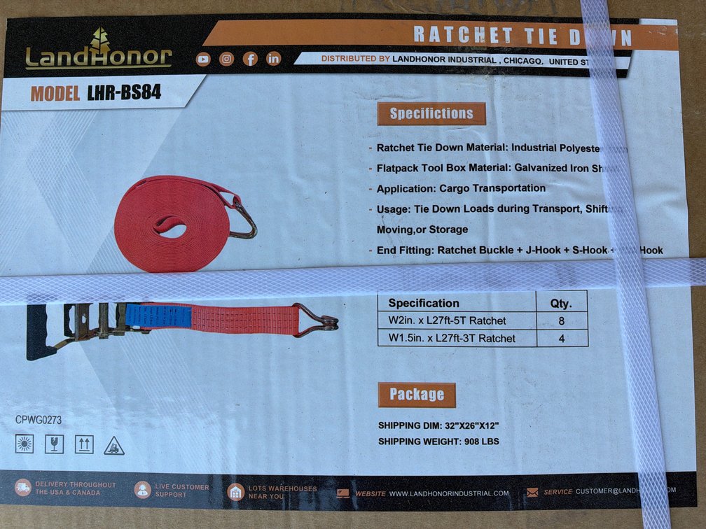 (12) NEW RATCHET STRAPS