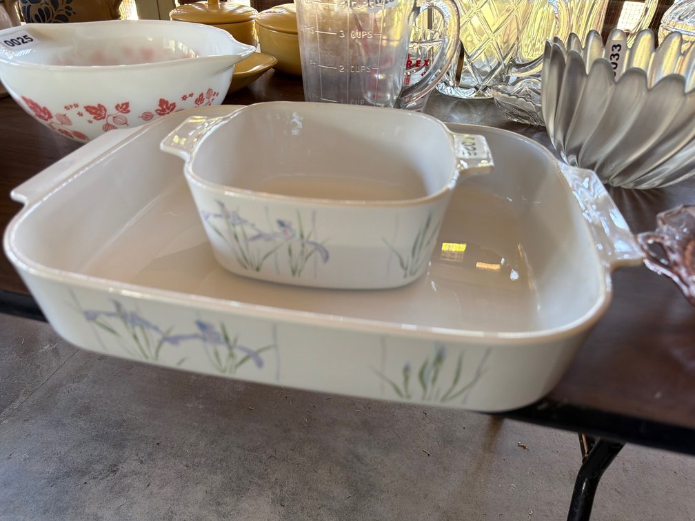 (2) FLORAL CORNING WARE DISHES