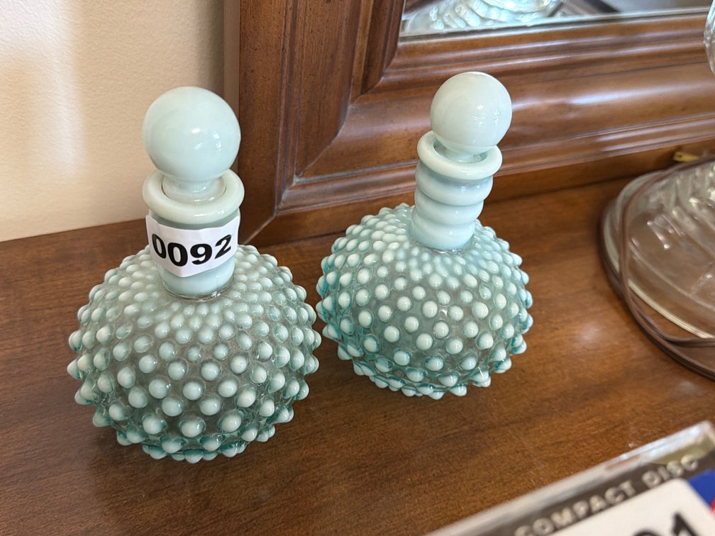 2 VINTAGE HOBNAIL BOTTLES