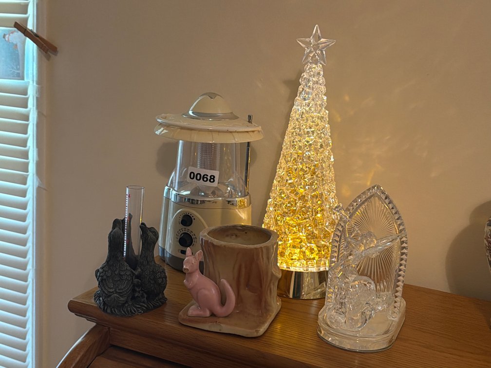 PLANTER , GLASS FIGURE , ETC