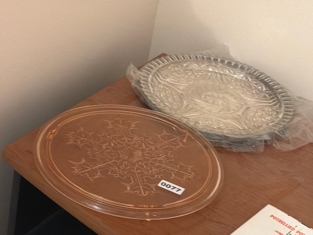 TWO GLASS PLATTERS