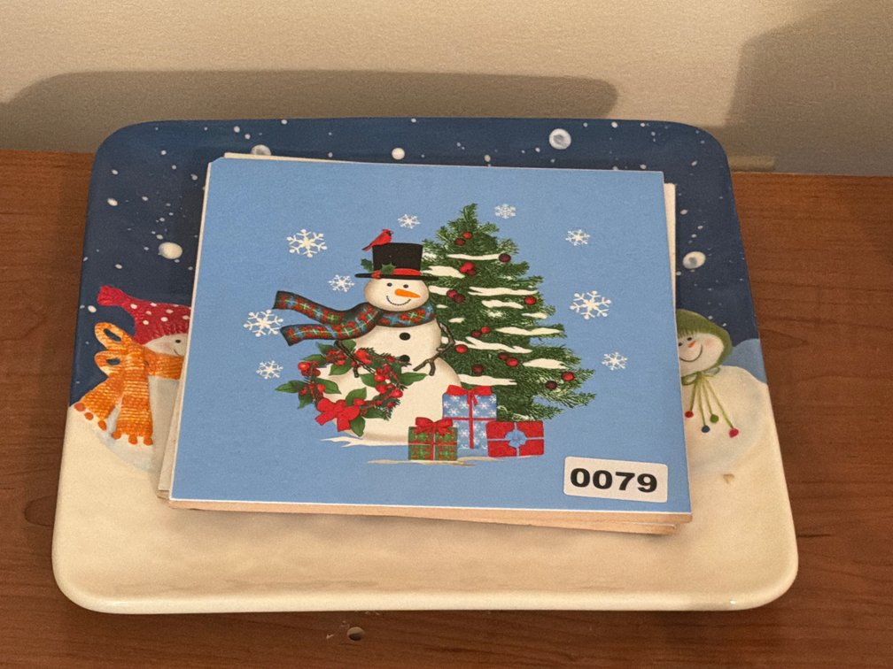 SNOWMAN TRIVETS AND PLATTER