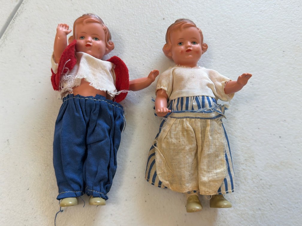 2 VINTAGE PLASTER DOLLS