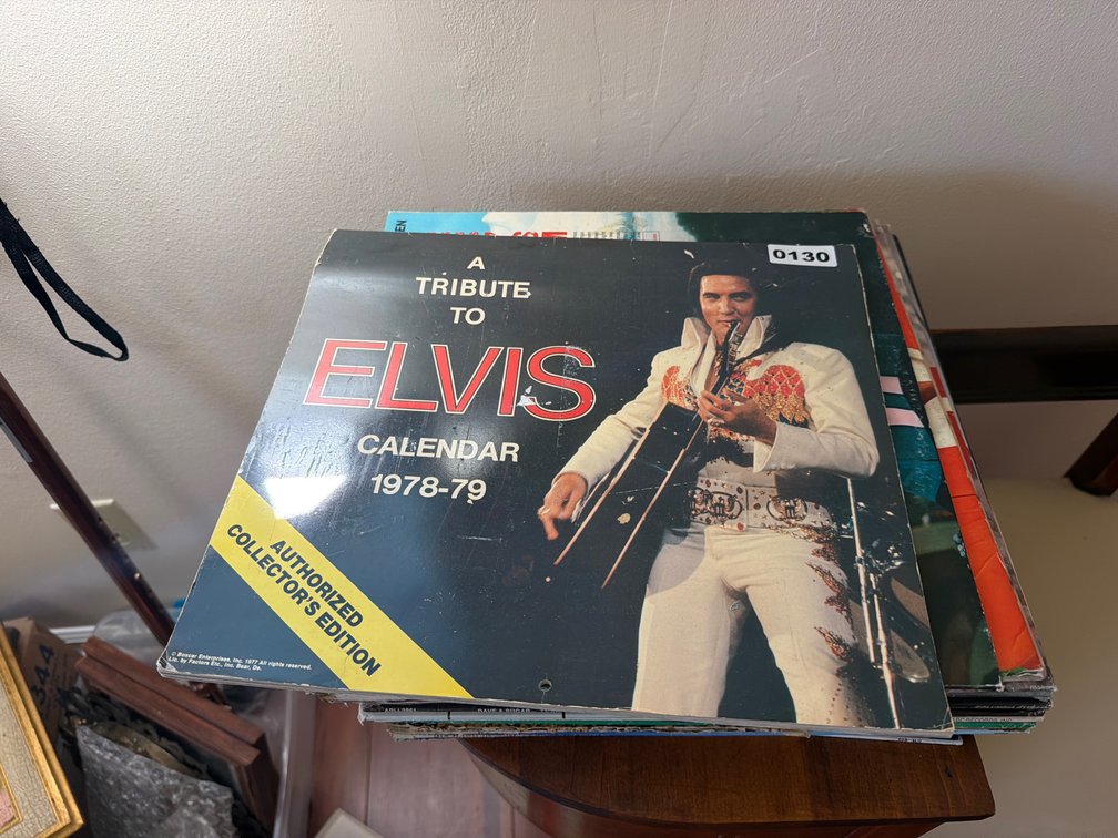 ELVIS CALENDAR AND VARIOUS RECORD ALBUMS
