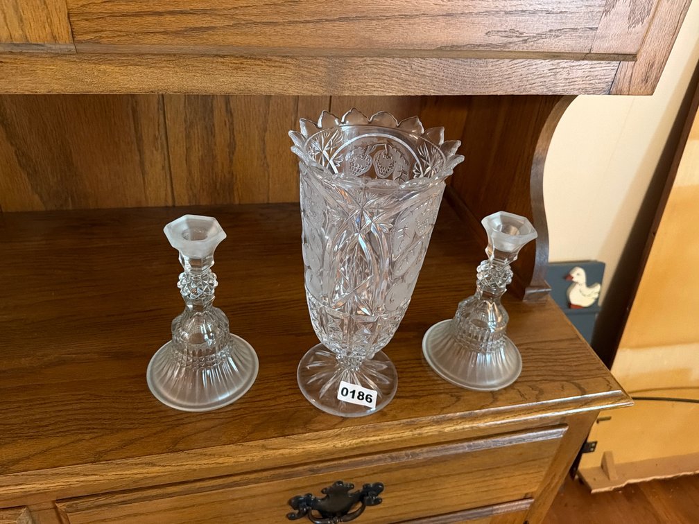 CRYSTAL CANDLE HOLDERS, COMPOTE