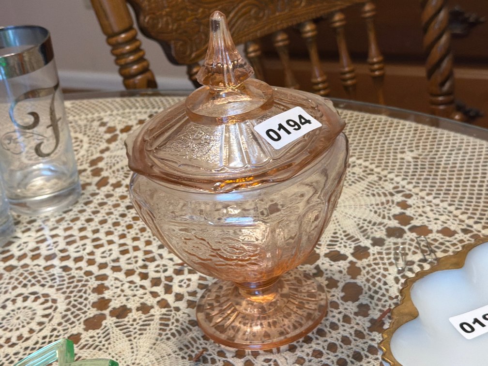 PINK GLASS CANDY DISH