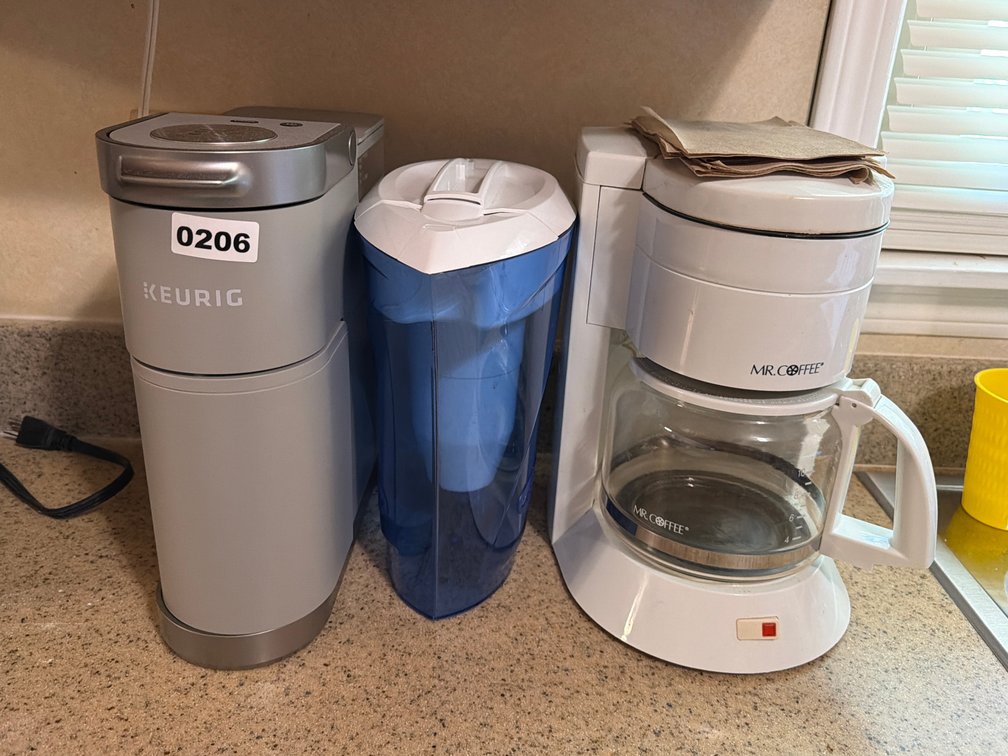 KEURIG, MR. COFFEE COFFEE MAKER, WATER PITCHER