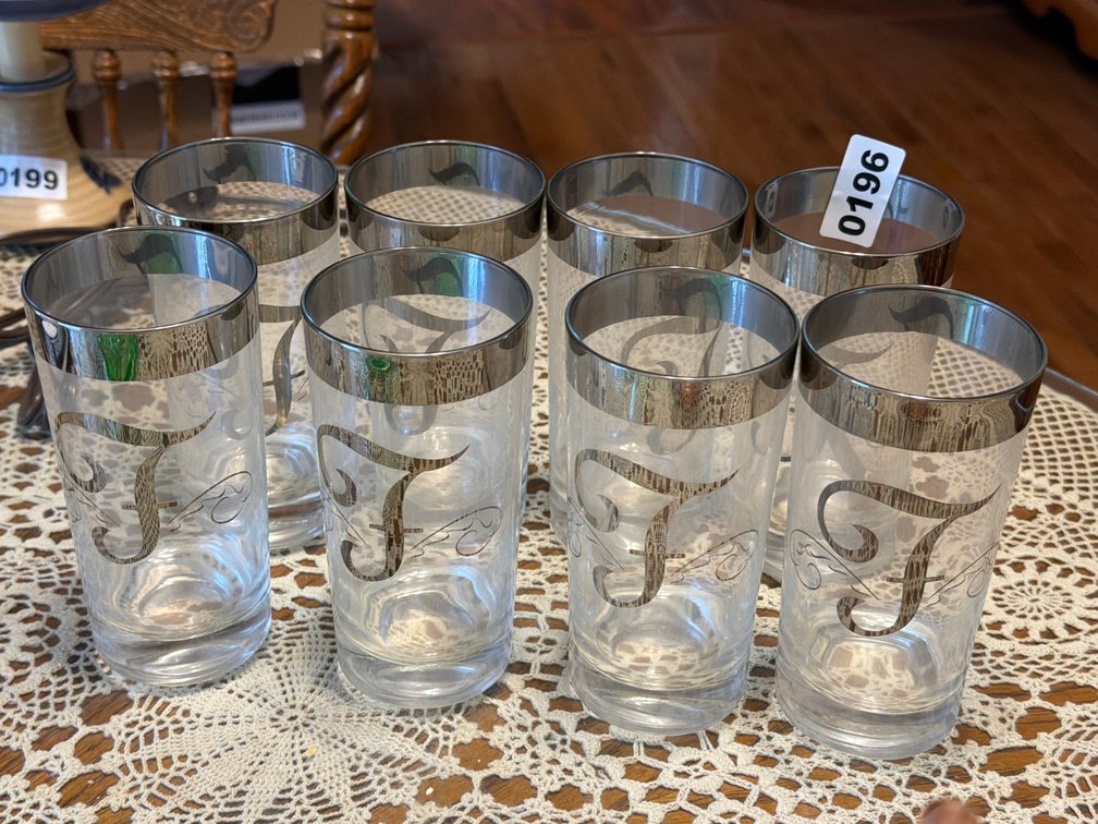 LOT OF GLASSES WITH F MONOGRAM
