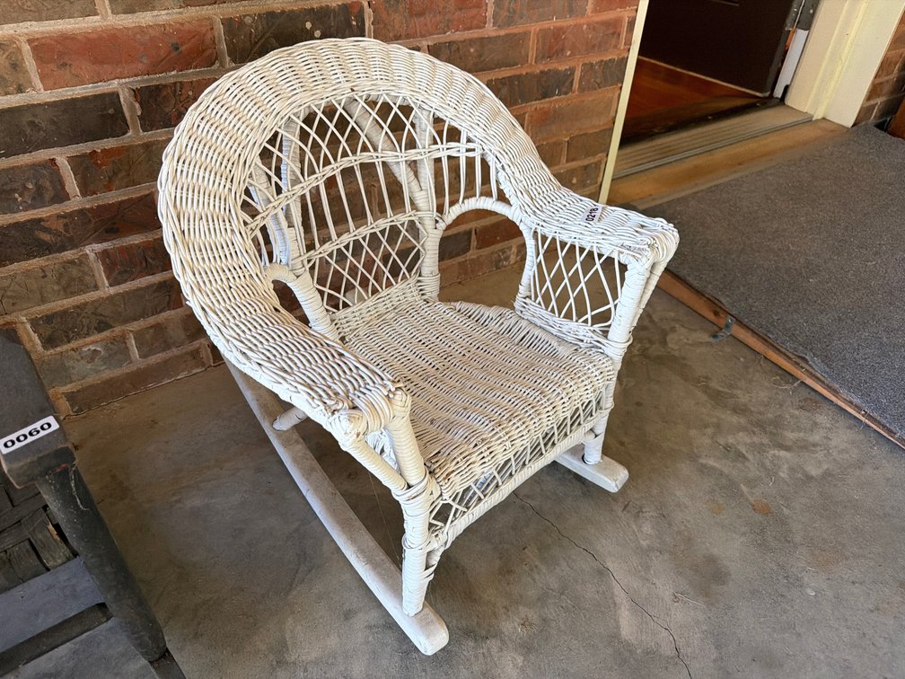 WHITE WICKER CHILD’S ROCKING CHAIR