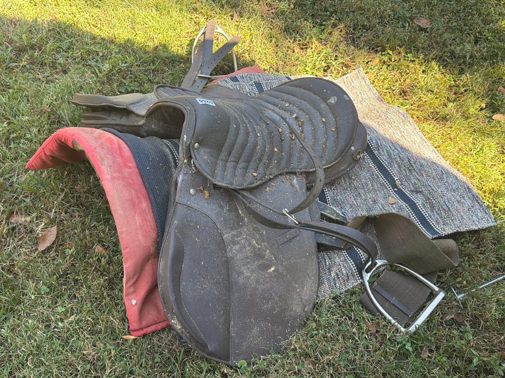 LEATHER SADDLE AND BLANKETS