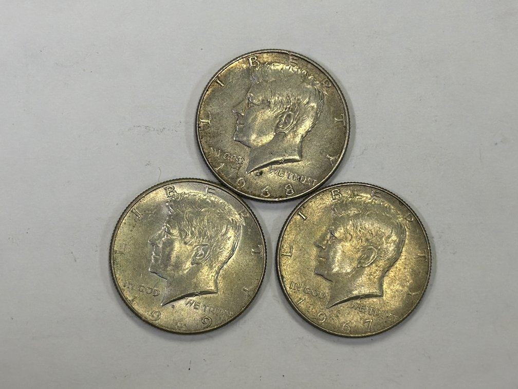 (3) KENNEDY HALF DOLLARS 1967-1969