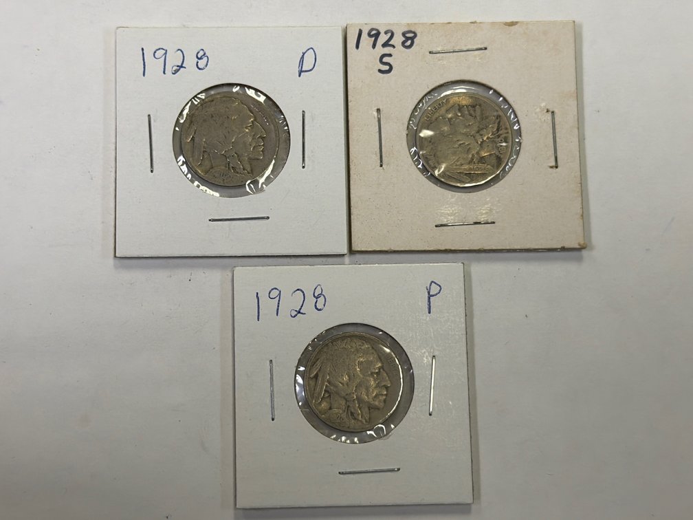 (3) 1928 BUFFALO NICKELS