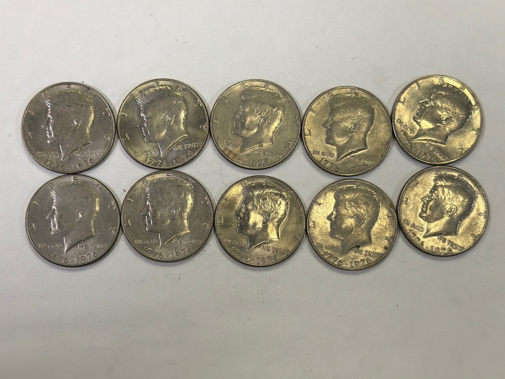 10 KENNEDY HALF DOLLARS 1776•1976