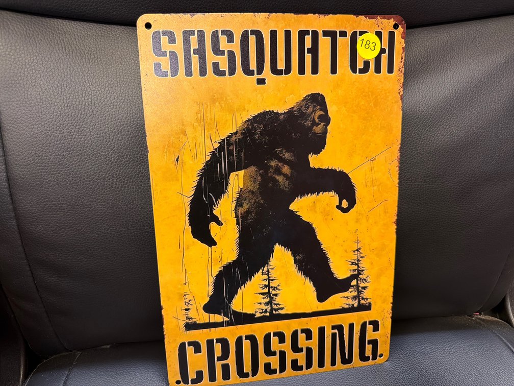 SASQUATCH CROSSING METAL SIGN