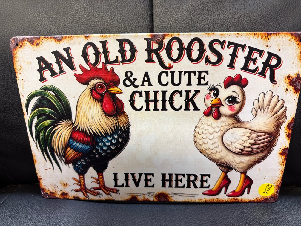 ROOSTER & A CUTE CHICK SIGN