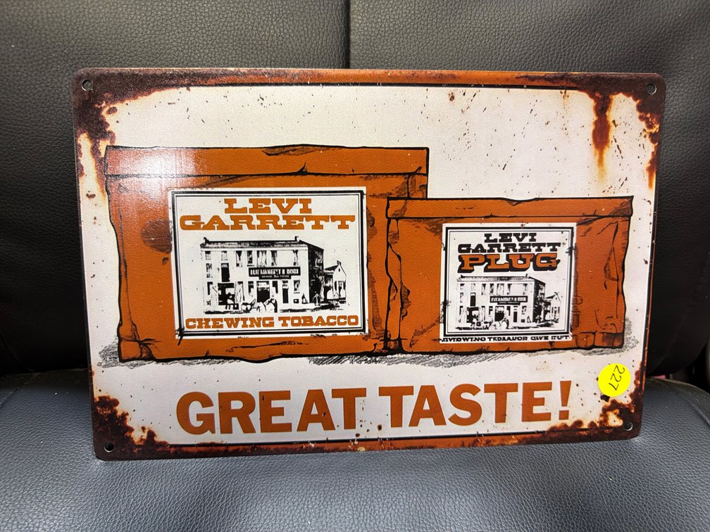 LEVI GARRETT CHEWING TOBACCO SIGN