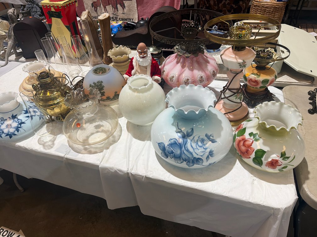 VINTAGE LAMP BASES, SHADES, ETC