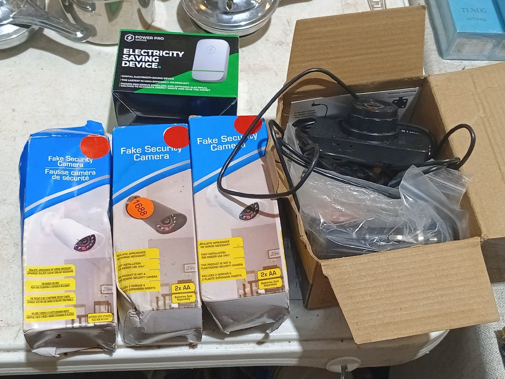 (3) FAKE SECURITY CAMERAS, ELECTRIC SHAVER AND CAMERA