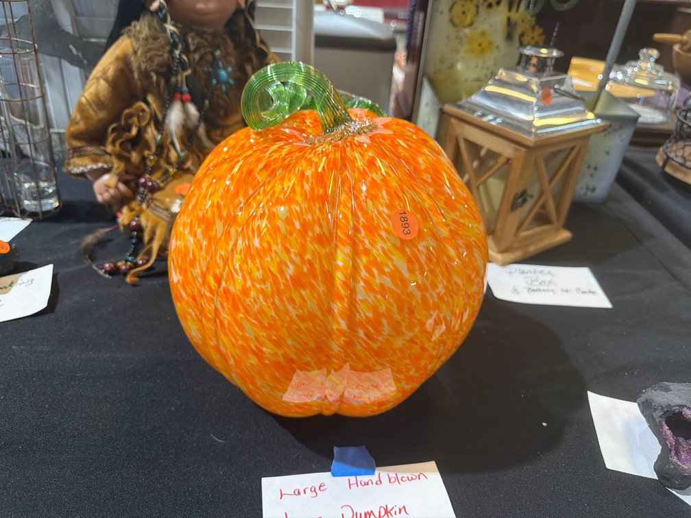 LARGE HANDBLOWN GLASS PUMPKIN