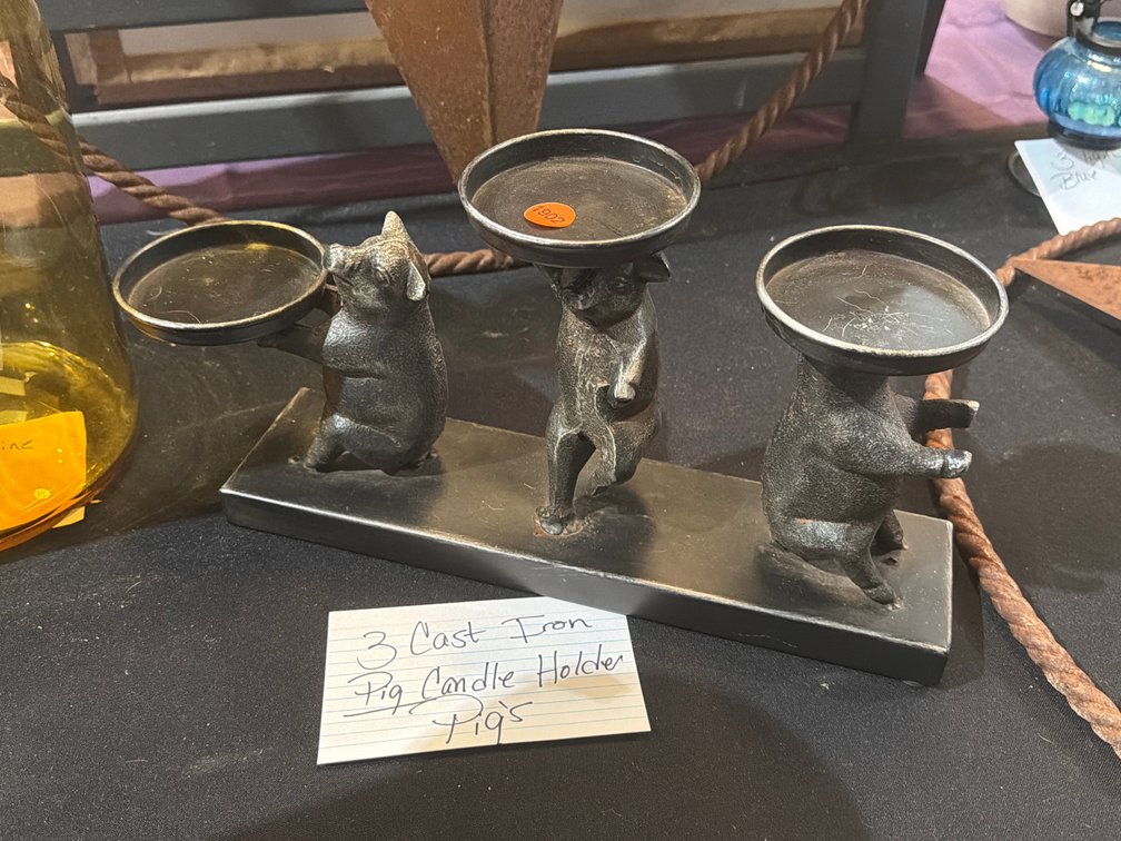 CAST IRON PIG CANDLE HOLDERS