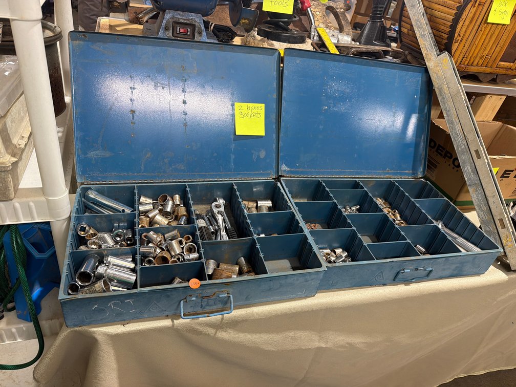 2 METAL BOXES OF SOCKETS