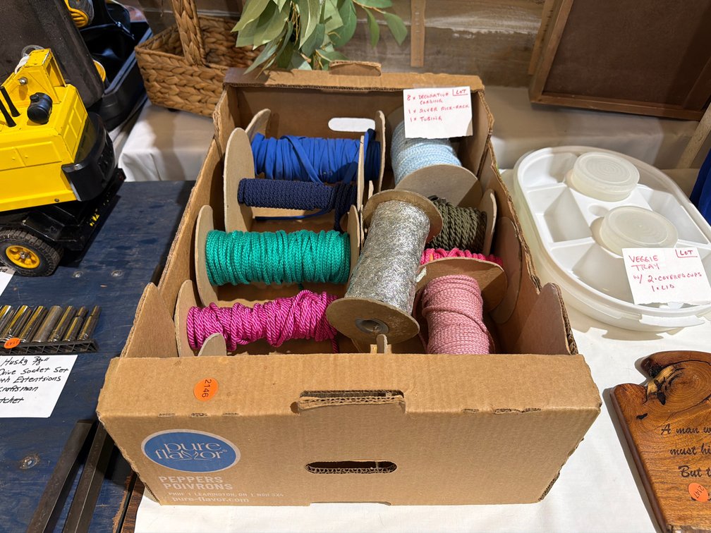 (8) DECORATIVE CORDING, (1) TUBING, (1) SILVER RICK-RACK