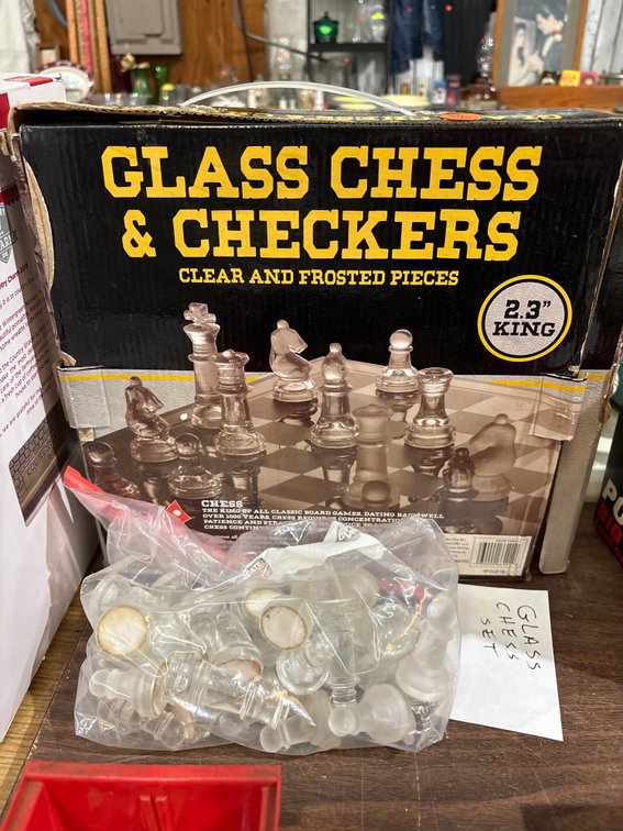GLASS CHESS & CHECKERS GAME