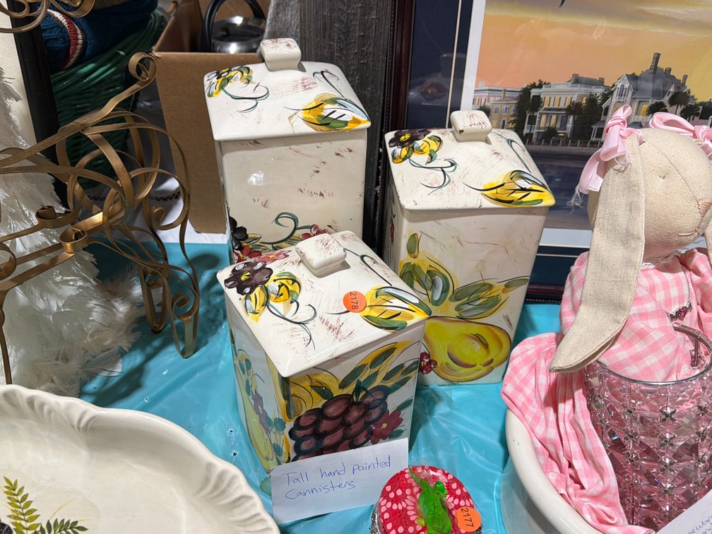 (3) HAND PAINTED CANISTERS