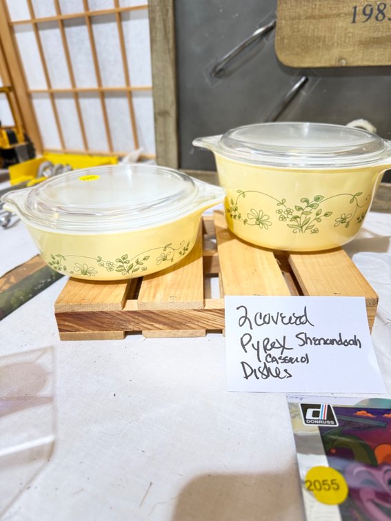(2) COVERED PYREX DISHES