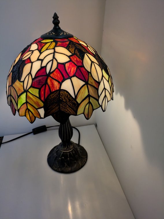 STAINED GLASS MAPLE LEAF LAMP 18” TALL