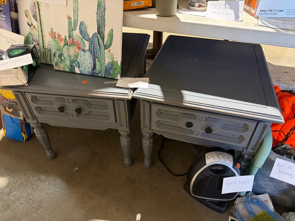 SET OF BLUE NIGHTSTANDS