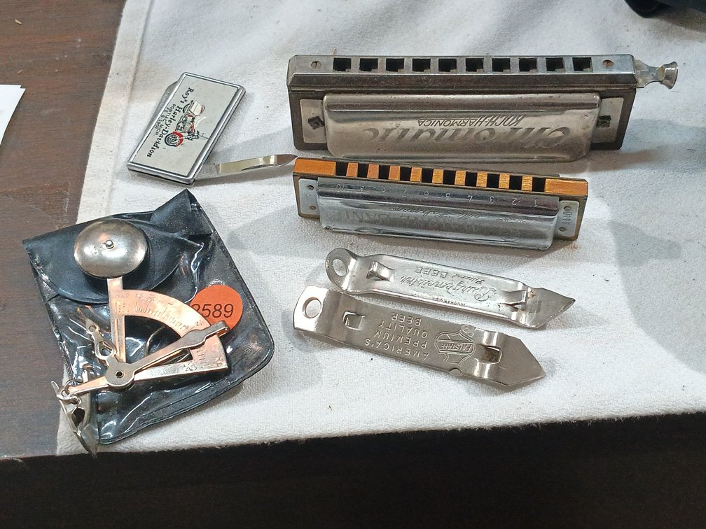 HARMONICAS, BOTTLE OPENERS, ETC