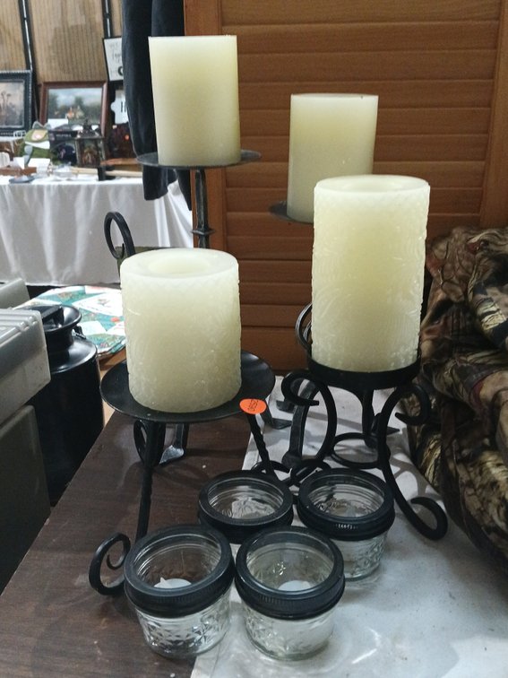 LOT OF CANDLES AND CANDLE HOLDERS