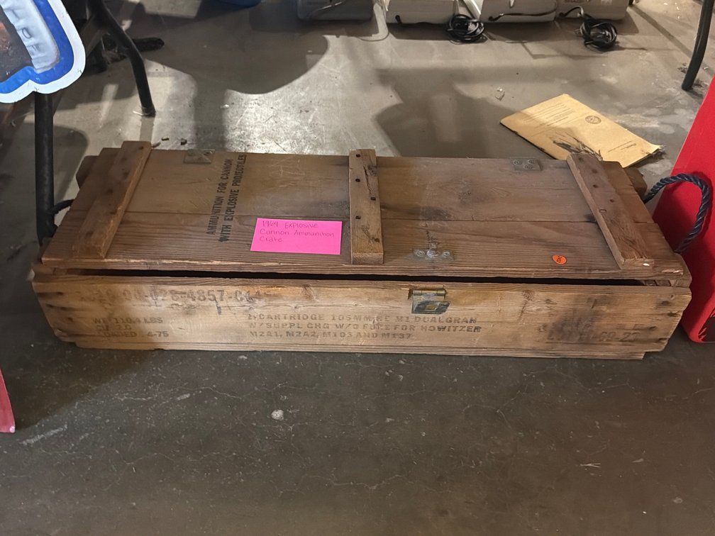 WOODEN AMMO CRATE 37”X12”X8”