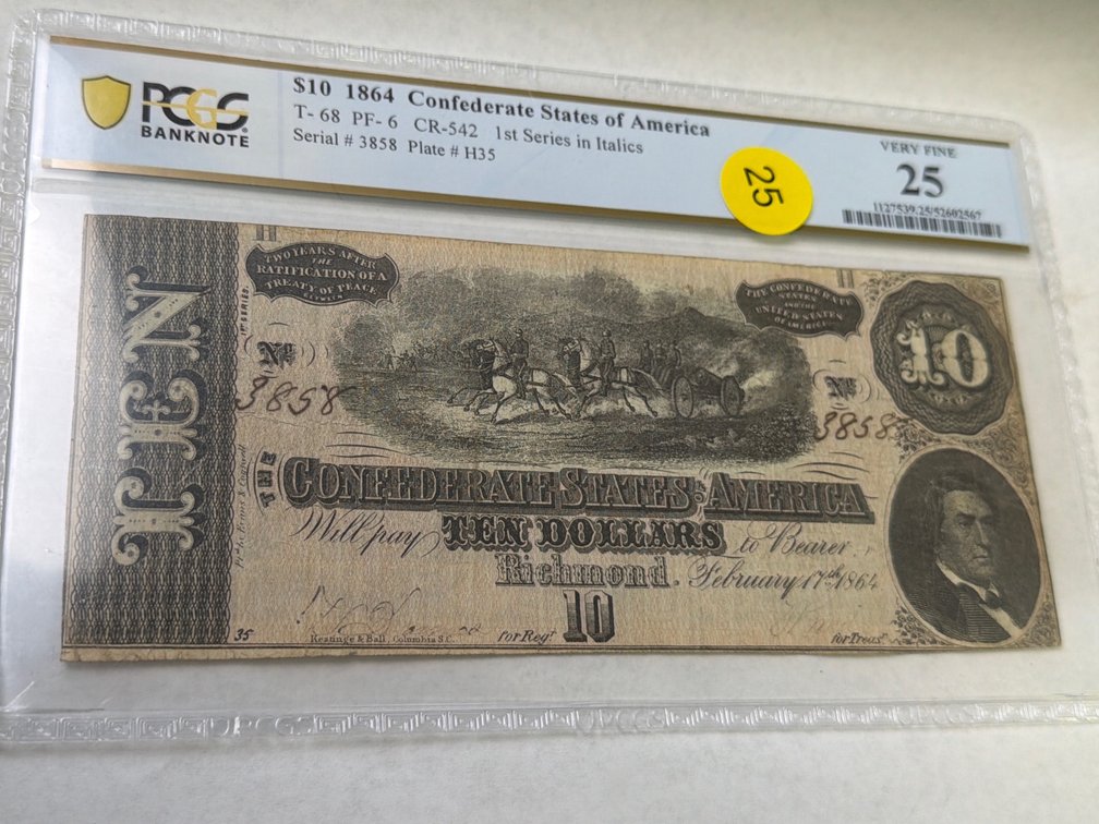 $10 1864 CONFEDERATE STATES OF AMERICA