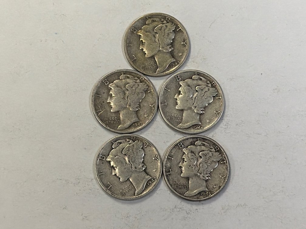 (5) MERCURY DIMES