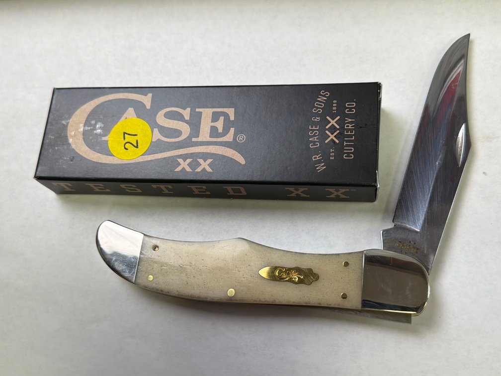 CASE XX NATURAL BONE SMOOTH LARGE FOLDING HUNTER KNIFE