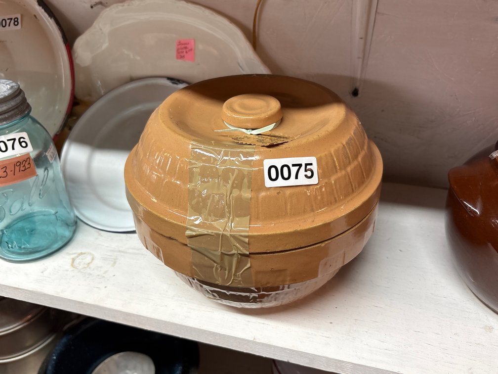 VINTAGE CLAY BOWL W/ LID