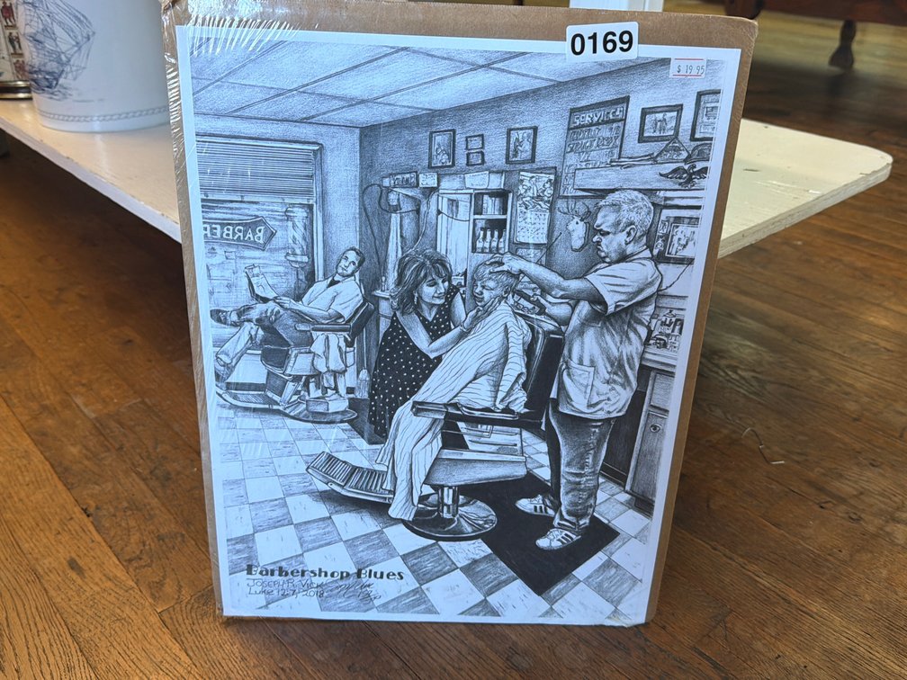 BARBERSHOP BLUES DRAWING SIGNED BY ARTIST