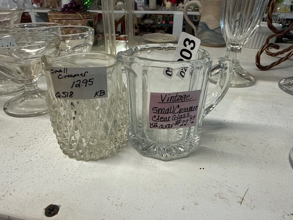 (2) SMALL GLASS CREAMERS