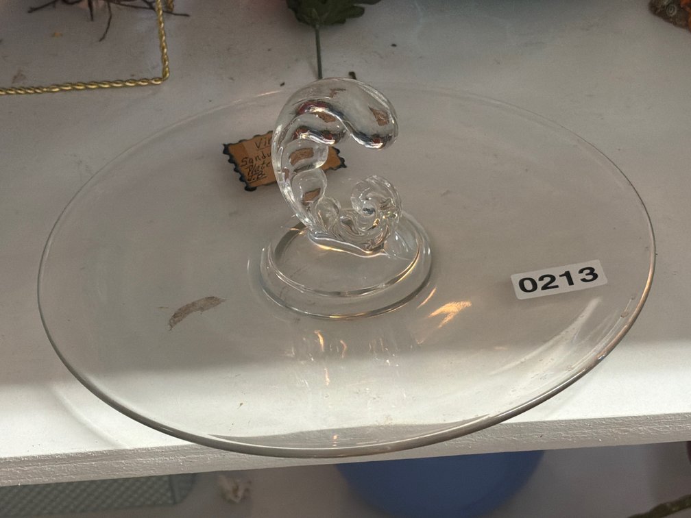 VINTAGE GLASS SANDWICH SERVING PLATTER