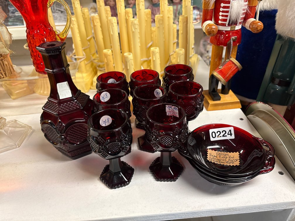 LOT OF VINTAGE RUBY RED GLASSWARE
