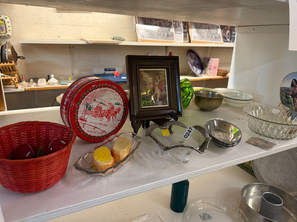 DECORATIVE PLATE, TIN, OVAL DISHES, PRINT, ETC.