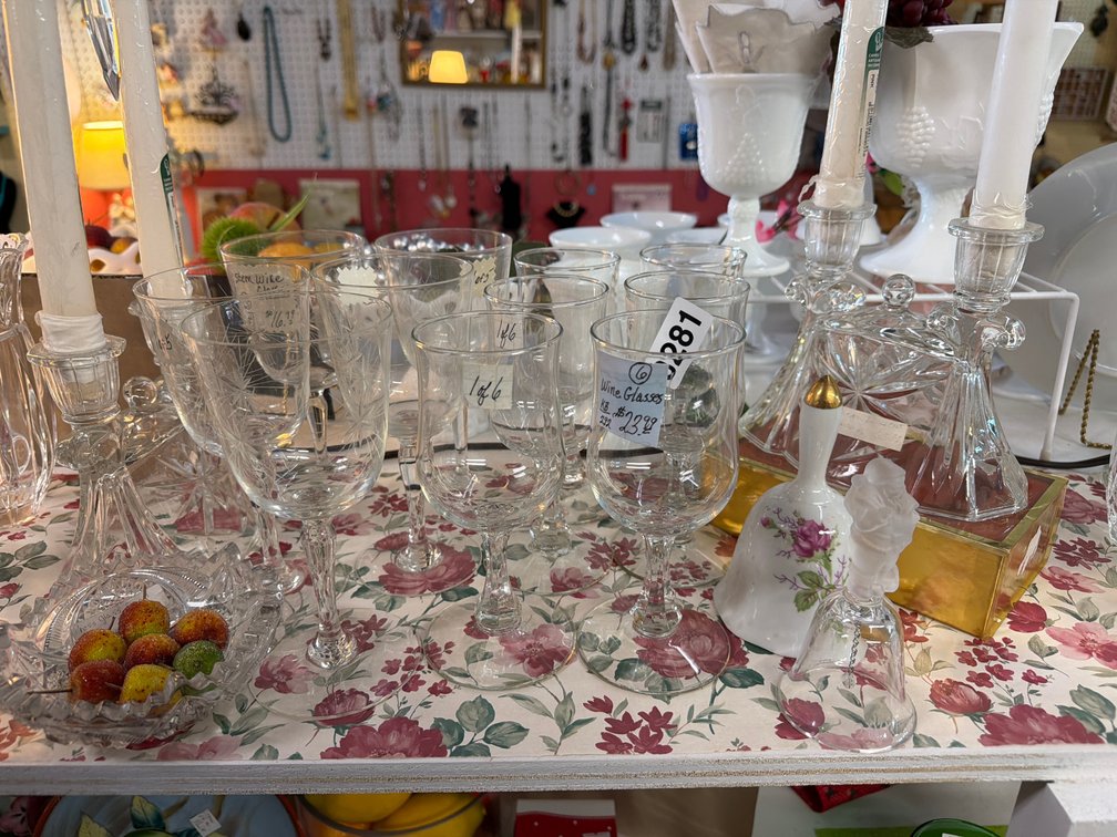 WINE GLASSES, CANDLE HOLDERS, BELLS