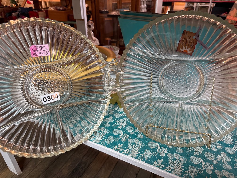 (2) VINTAGE DIVIDED PLATTERS