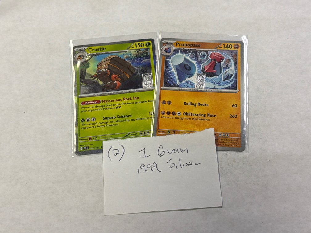 (2) POKEMON CARDS W/ 1 GRAM .999 SILVER