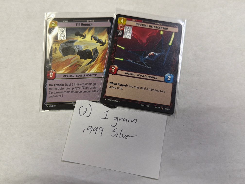 (2) STAR WARS UNLIMITED CARDS W/ 1 GRAIN .999 SILVER